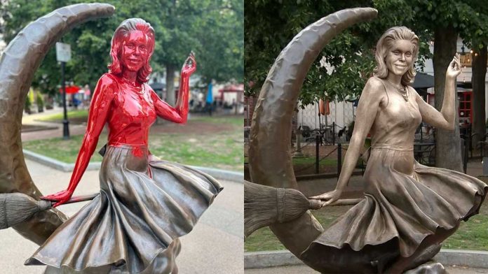 salem-‘bewitched’-statue-vandalized-with-red-paint